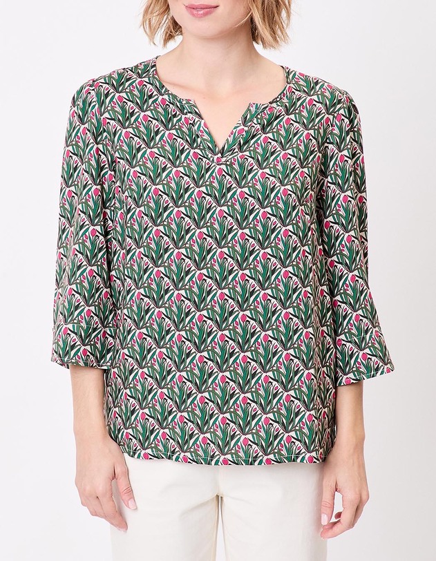 Blouse fluide col tunisien imprim&eacute; La Fianc&eacute;e