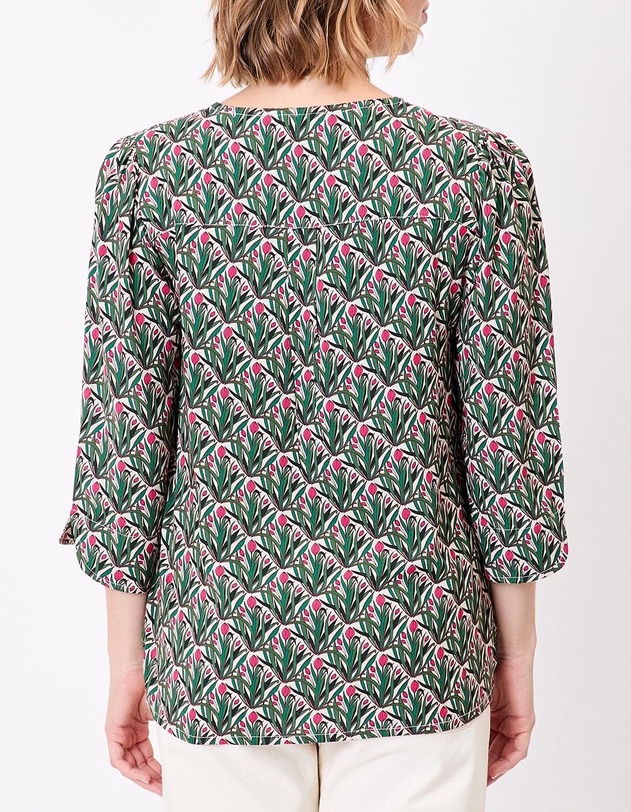 Blouse fluide col tunisien imprim&eacute; La Fianc&eacute;e