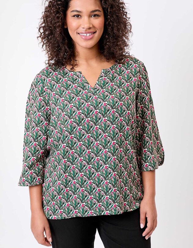 Blouse fluide col tunisien imprim&eacute; La Fianc&eacute;e