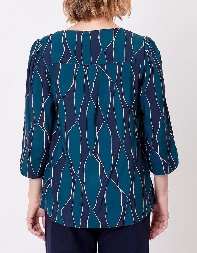 Blouse fluide col tunisien imprim&eacute; La Fianc&eacute;e