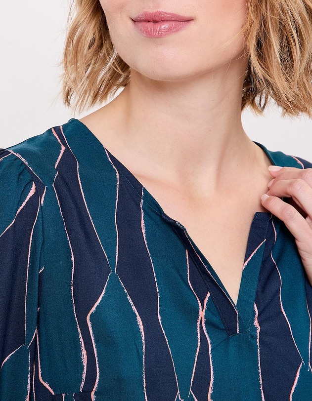 Blouse fluide col tunisien imprim&eacute; La Fianc&eacute;e