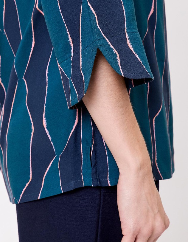 Blouse fluide col tunisien imprim&eacute; La Fianc&eacute;e