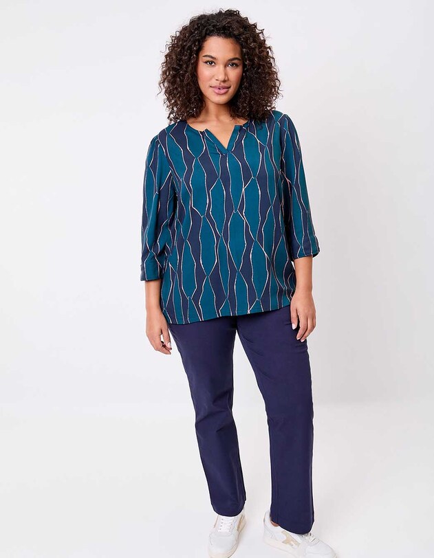 Blouse fluide col tunisien imprim&eacute; La Fianc&eacute;e