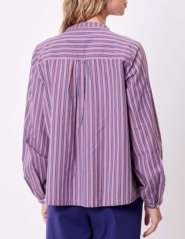 Blouse coton bio ray&eacute;e manches longues imprim&eacute; La Fianc&eacute;e