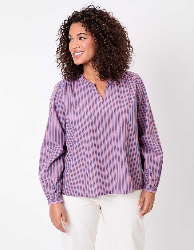 Blouse coton bio ray&eacute;e manches longues imprim&eacute; La Fianc&eacute;e