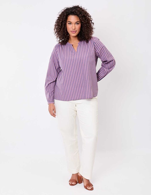 Blouse coton bio ray&eacute;e manches longues imprim&eacute; La Fianc&eacute;e