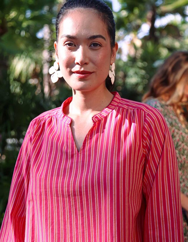 Blouse coton bio ray&eacute;e manches longues imprim&eacute; La Fianc&eacute;e
