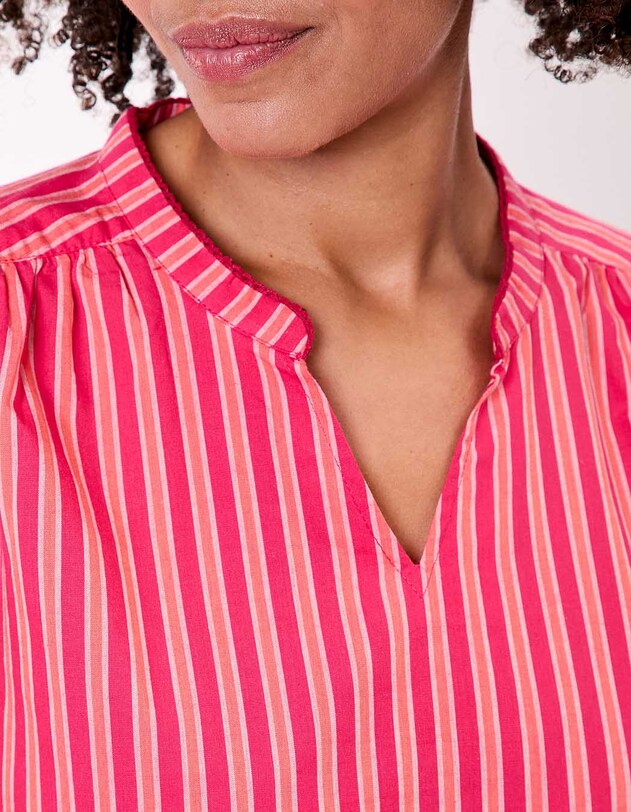 Blouse coton bio ray&eacute;e manches longues imprim&eacute; La Fianc&eacute;e