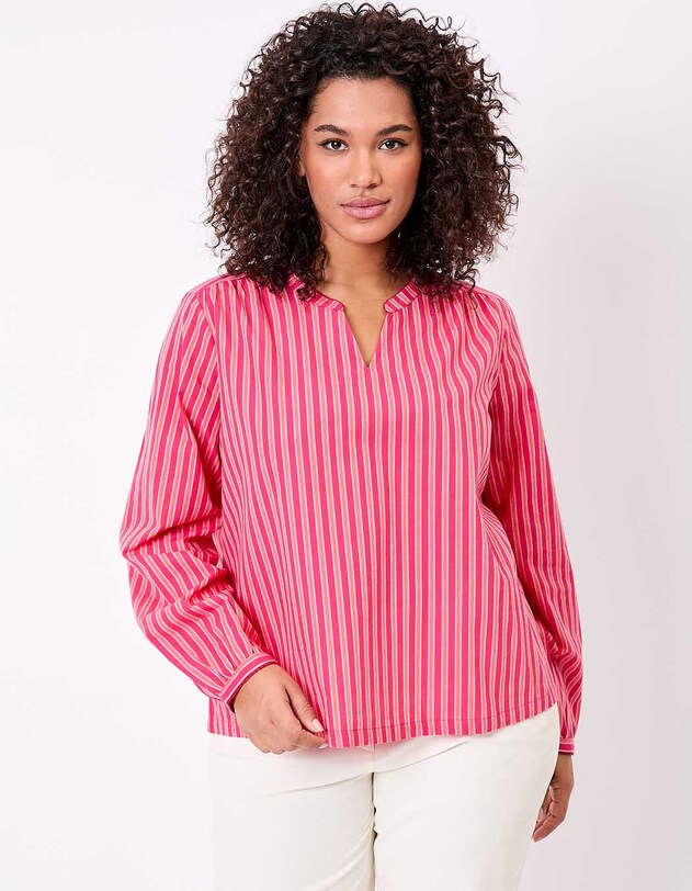 Blouse coton bio ray&eacute;e manches longues imprim&eacute; La Fianc&eacute;e