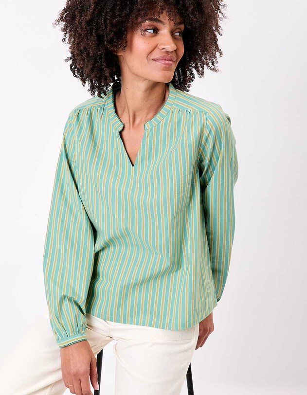Blouse coton bio ray&eacute;e manches longues imprim&eacute; La Fianc&eacute;e