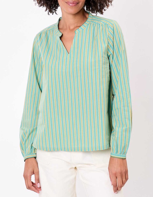 Blouse coton bio ray&eacute;e manches longues imprim&eacute; La Fianc&eacute;e