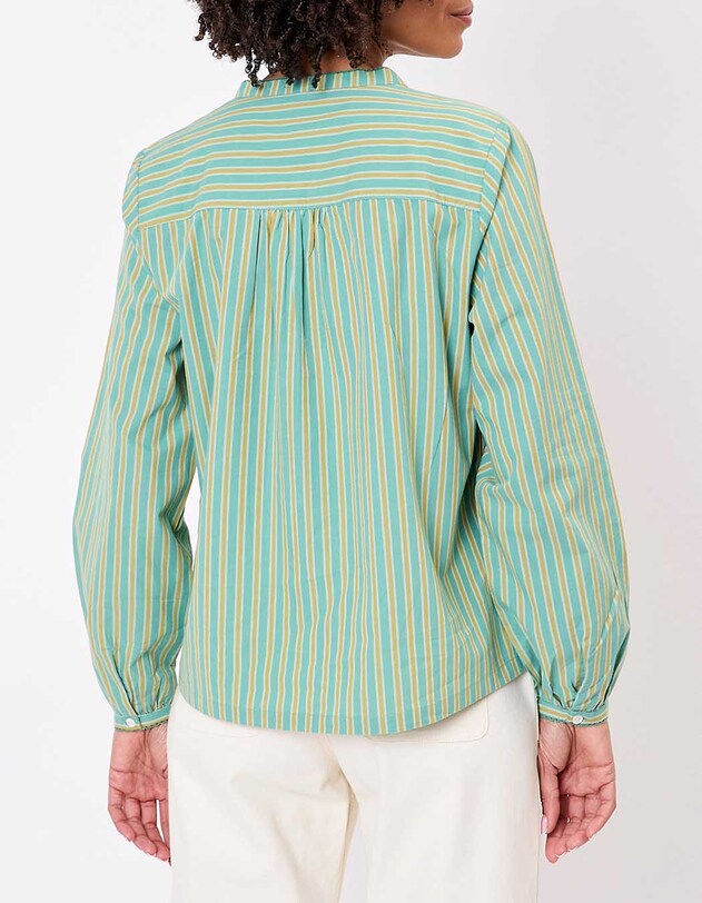 Blouse coton bio ray&eacute;e manches longues imprim&eacute; La Fianc&eacute;e