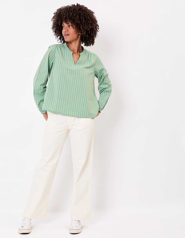 Blouse coton bio ray&eacute;e manches longues imprim&eacute; La Fianc&eacute;e