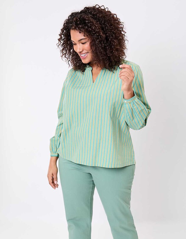 Blouse coton bio ray&eacute;e manches longues imprim&eacute; La Fianc&eacute;e