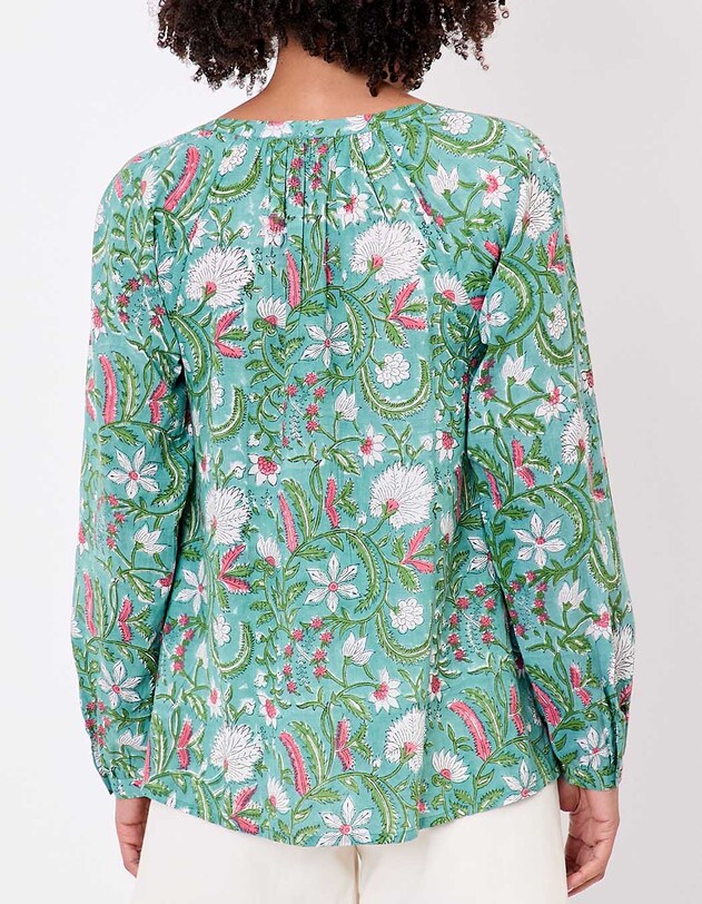 Blouse coton ample &agrave; manches longues imprim&eacute; La Fianc&eacute;e