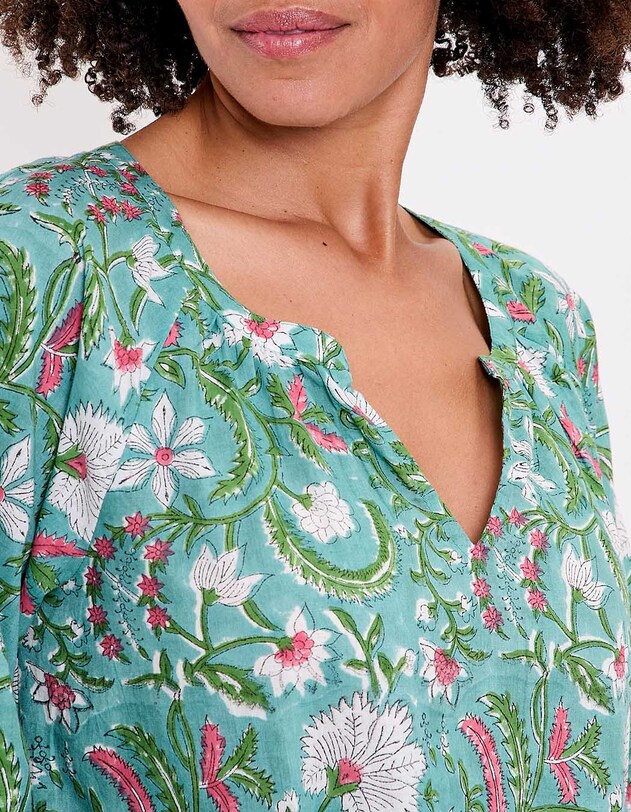 Blouse coton ample &agrave; manches longues imprim&eacute; La Fianc&eacute;e