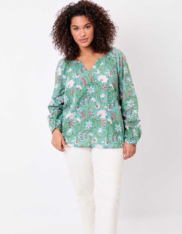 Blouse coton ample &agrave; manches longues imprim&eacute; La Fianc&eacute;e