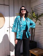 Veste kimono réversible en coton bio imprimé La Fiancée