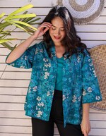 Veste kimono réversible en coton bio imprimé La Fiancée