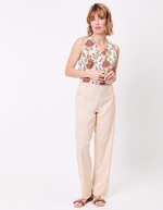 Pantalon coton bio droit avec poches imprimé La Fiancée