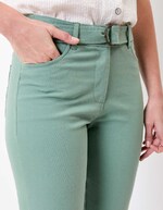 Pantalon ajusté coton stretch ceinturé imprimé La Fiancée