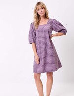 Robe rayures col carré coton bio imprimé La Fiancée