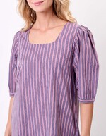 Robe rayures col carré coton bio imprimé La Fiancée