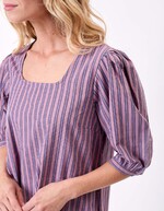 Robe rayures col carré coton bio imprimé La Fiancée