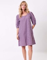 Robe rayures col carré coton bio imprimé La Fiancée