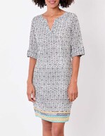 Robe col tunisien voile de coton bio imprimé La Fiancée