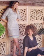 Robe col tunisien voile de coton bio imprimé La Fiancée