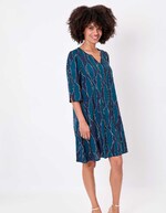 Robe fluide évasée manches 3/4 imprimé La Fiancée