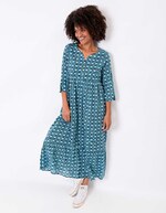 Robe longue imprimée en voile de coton imprimé La Fiancée