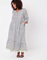 Robe longue imprimée en voile de coton imprimé La Fiancée