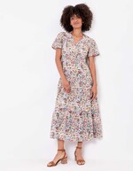 Robe longue coton à volants imprimé La Fiancée