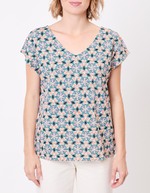 T-shirt coton bio col V imprimé La Fiancée