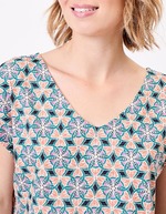 T-shirt coton bio col V imprimé La Fiancée