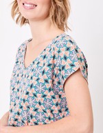 T-shirt coton bio col V imprimé La Fiancée