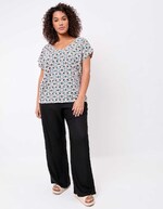 T-shirt coton bio col V imprimé La Fiancée