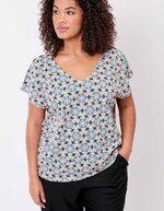 T-shirt coton bio col V imprimé La Fiancée