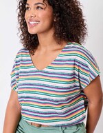 T-shirt coton bio col V imprimé La Fiancée