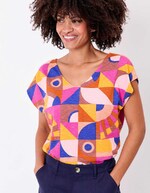 T-shirt coton bio col V imprimé La Fiancée