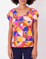 T-shirt coton bio col V imprimé La Fiancée