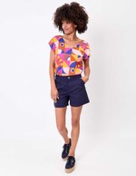 T-shirt coton bio col V imprimé La Fiancée
