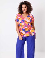 T-shirt coton bio col V imprimé La Fiancée