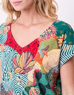 T-shirt coton bio col V imprimé La Fiancée