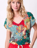 T-shirt coton bio col V imprimé La Fiancée