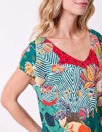T-shirt coton bio col V imprimé La Fiancée