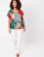 T-shirt coton bio col V imprimé La Fiancée