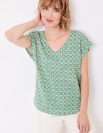 T-shirt coton bio col V imprimé La Fiancée